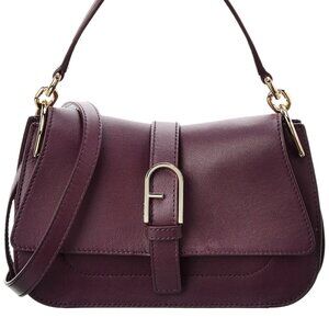 Furla Flow Mini Top Handle Burgundy Leather Shoulder Bag